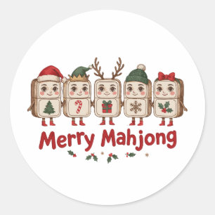 Adesivo Alegre Natal Mahjong Azulejos Chapéu do Papai Noel