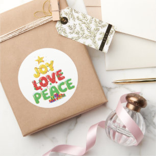 Adesivo Alegria Amor Paz Árvore de Natal Festiva