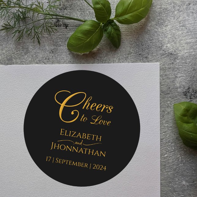 Adesivo Alegria ao Mínimo Casamento Preto e Dourado (Criador carregado)