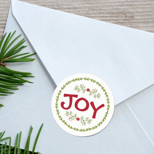 Adesivo Alegria com Verduras de Feriado (JOY with Holiday Greens | Sticker)