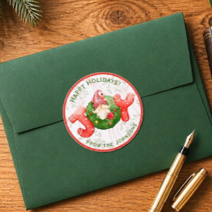 Adesivo Alegria de Gnome de Natal em Aquarela Caprichosa