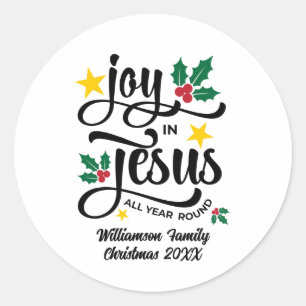 Adesivo Alegria em Jesus Nome da Família Natal Cristão 