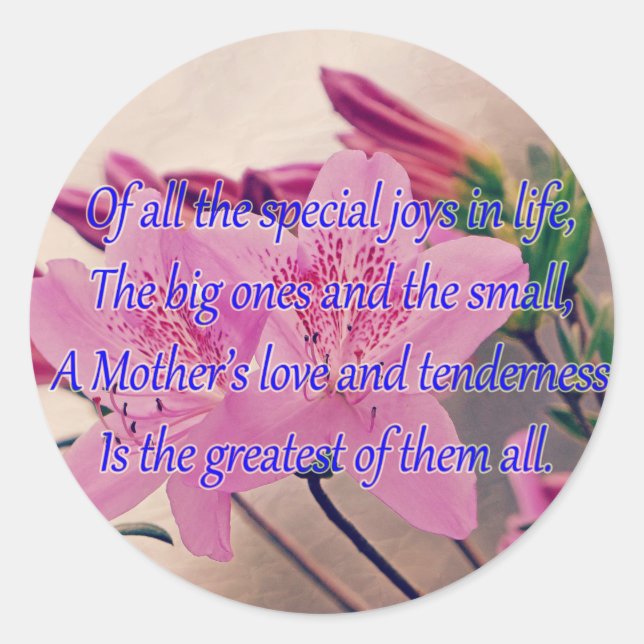 Adesivo Alegria especial de dia de as mães (Frente)