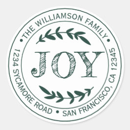 Adesivo Alegria Moderna de Natal Rústico Endereço de Devol