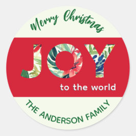 Adesivo Alegria Para o Mundo Vermelho Festivo Verde Natal 