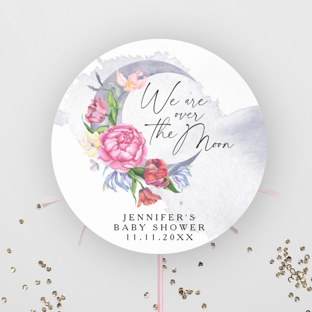 Adesivo Além da lua Flores baby shower (Criador carregado)