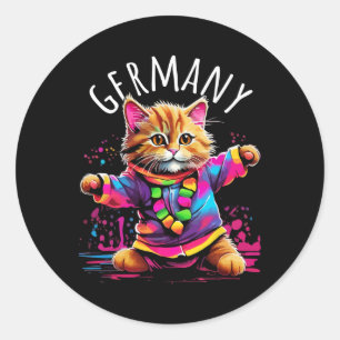 Adesivo Alemanha dançando Gato Divertido Colorido Design G