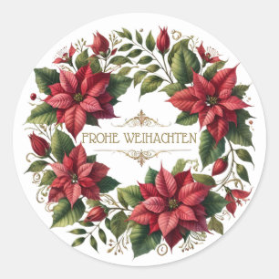 Adesivo Alemão Frohe Weinachten, Poinsettia Natal