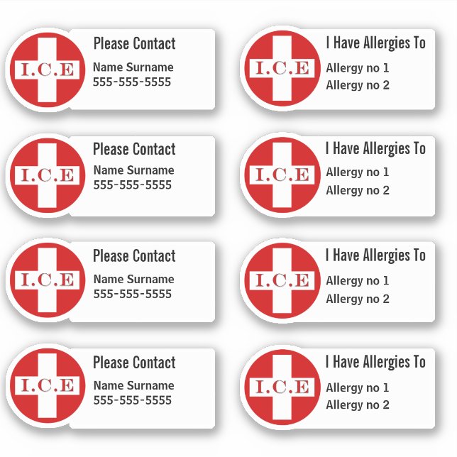 Adesivo Alergia alerta médico doença escola infantil (Frente)