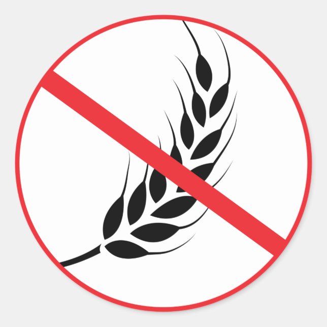 Adesivo Alergia ao trigo Vinheta redonda Clássica Celiac C (Frente)