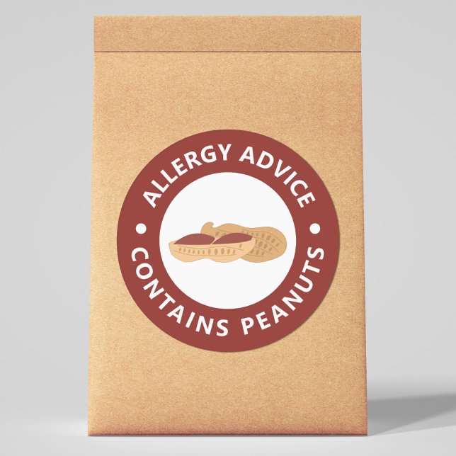 Adesivo Alergia - Contém amendoins (Allergy Advice - Contains Peanuts Sticker)