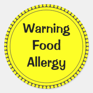 Adesivo Alergia de comida   de advertência