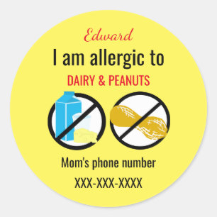 Adesivo Alérgico aos amendoins e aos miúdos da leiteria