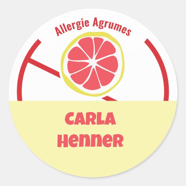 Adesivo Alergie Agrumes Classic Round Sticker (Frente)