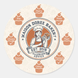 Adesivo Alerta de Alergia à Segurança Alimentar Padeiro Pa