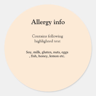 Adesivo alerta de alergia alimentar adicionar nome texto i