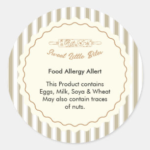 Adesivo Alerta de Alergia Alimentar da Padaria Sweet Littl