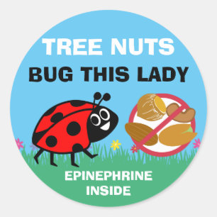 Adesivo Alerta de Alergia de Árvore Nut Epinefrina Ladybug