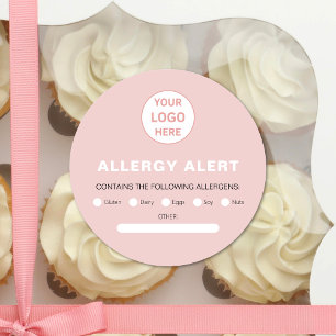 Adesivo Alerta de Alergia Logotipo Personalizado Cor-de-ro