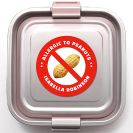 Adesivo alerta de alimento com alergia a amendoim com nome