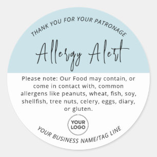 Adesivo Alerta de Comida de Alergia Azul Claro