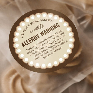 Adesivo Alerta de segurança de Comidas de Beige Bakery