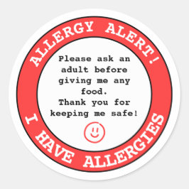 Adesivo Alerta Personalizado de Alergia Alimentar para Cri