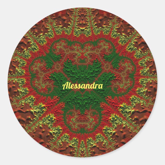 Adesivo ALESSANDRA BONITO 3D! Dourado, Vermelho e Verde ~ (Frente)