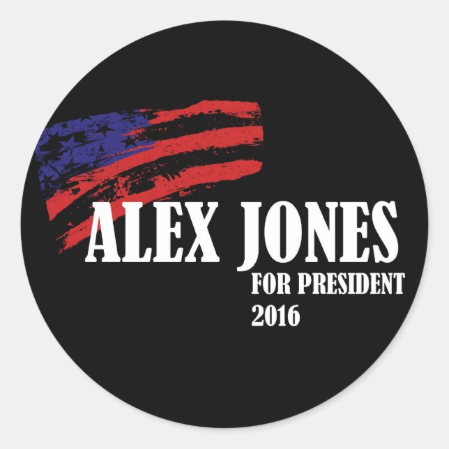 Adesivo Alex Jones para Presidente 2016 (Frente)