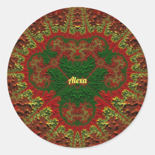Adesivo ALEXA BONITO 3D! Dourado, Vermelho e Verde ~