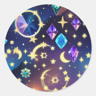 Adesivo Alexandrita Safira Lua Celestial Luxo Jóia 