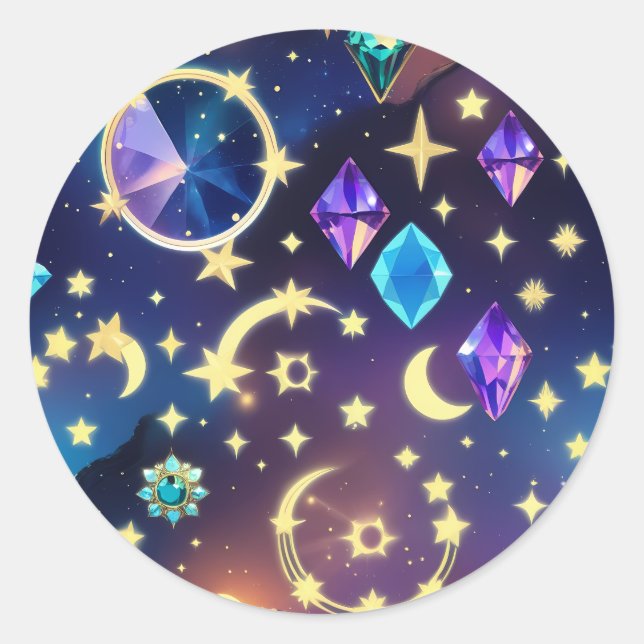 Adesivo Alexandrita Safira Lua Celestial Luxo Jóia  (Frente)