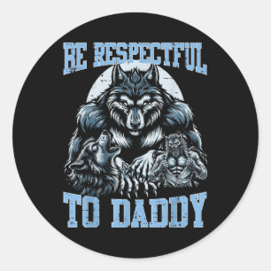 Adesivo Alfa Wolf Respeite O Pai Engraçado Meming