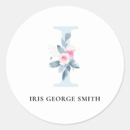 ADESIVO ALFABETES FLORAIS AZUIS SUAVES LETRA I