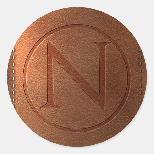 Adesivo alfabeto couro carta N (Frente)