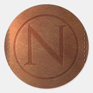 Adesivo alfabeto couro carta N