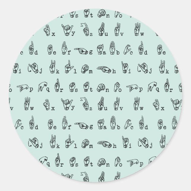 Adesivo Alfabeto da linguagem de sinais ASL Jade // Americ (Frente)