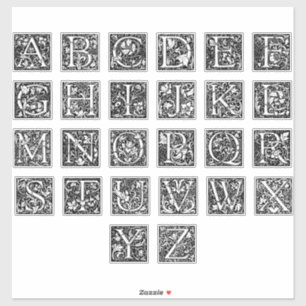 Adesivo Alfabeto Decorativo Vintage - Letras Monograma A-Z