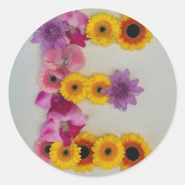 Adesivo Alfabeto E em Flores (Frente)