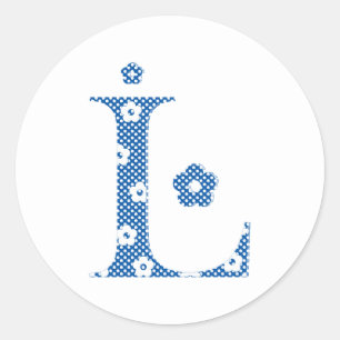 Adesivo alfabeto floral L (azul e pontos)