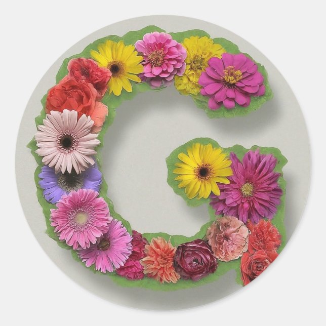 Adesivo Alfabeto G em Flores (Frente)