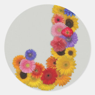 Adesivo Alfabeto J em Flores