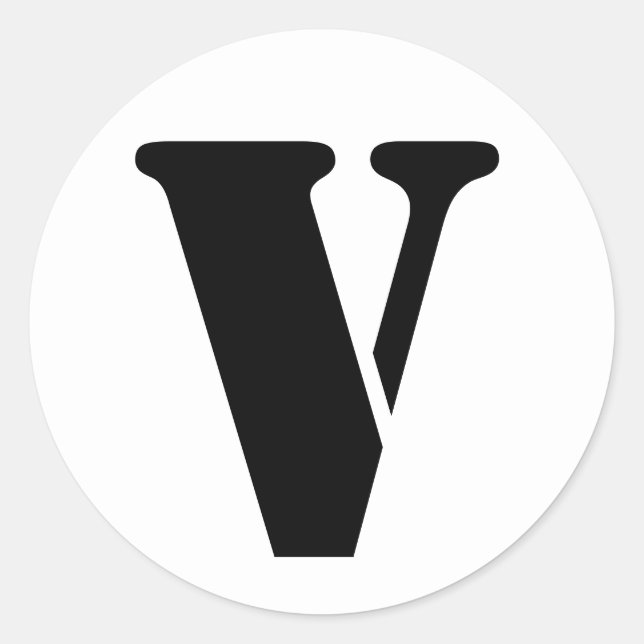 Adesivo Alfabeto Stencil por Janz - Letra V Branco (Frente)