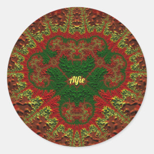 Adesivo ALFIE BONITO 3D! Dourado, Vermelho e Verde ~