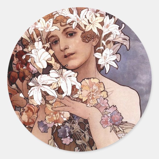 Adesivo Alfons Mucha: Flor (Frente)