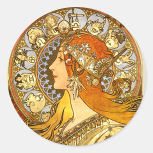 Adesivo Alfonse Mucha Zodiac Art Nouveau Mulher