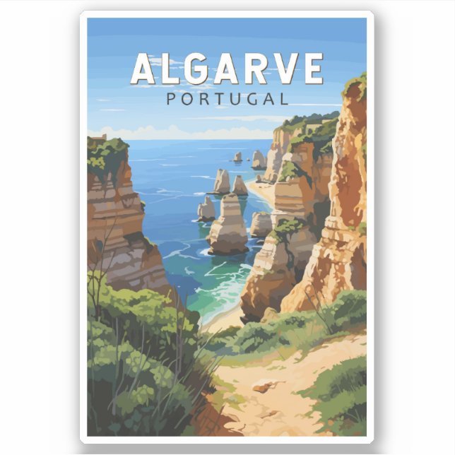 Adesivo Algarve Portugal Viagem Art Vintage (Frente)