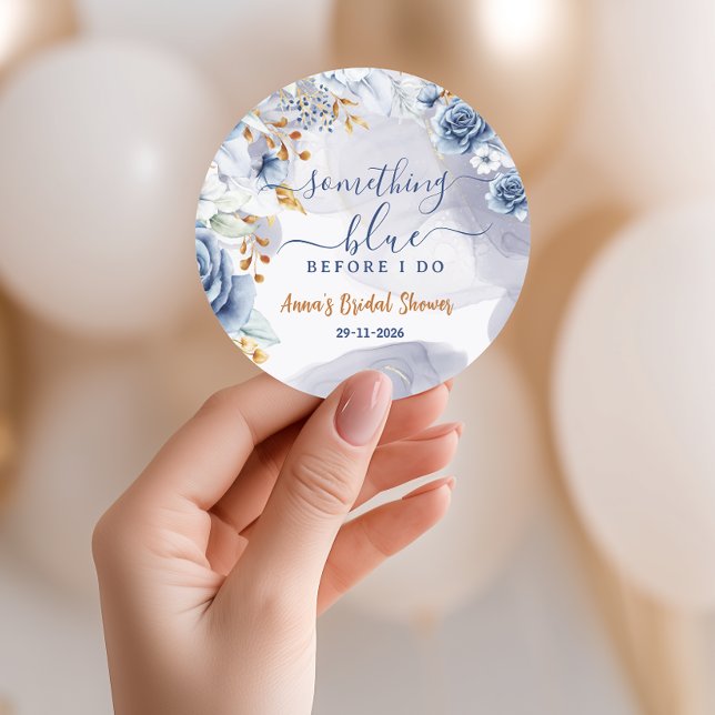 Adesivo Algo Azul Antes de Eu Fazer Chuveiro de Flores Nup (Celebrate the bride-to-be with these elegant Something Blue Before I Do bridal shower stickers, )