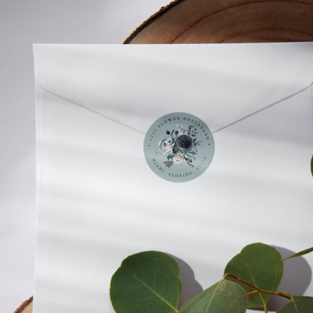 Adesivo Algo Azul | Buquê Endereço de devolução botânica (Criador carregado)