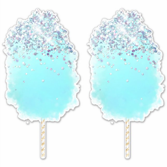 Adesivo Algodão doce azul e prateado (Frente)